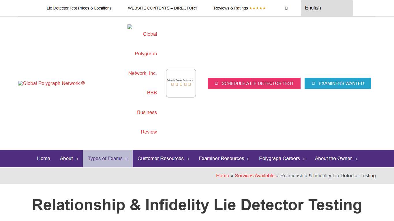 Cheating Partner - Infidelity Lie Detector Tests Global Polygraph Network®